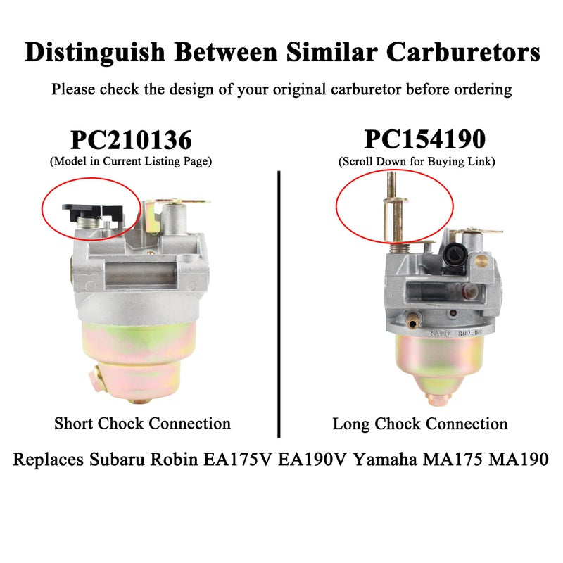 Pro Chaser EA190V Carburetor for Subaru Robin EA190V EA175V EV190A Fits Honda XR2750 Troy-Bilt TB130 020344 Husqvarna 7021P HU800H HU700L Lawn Mower Replaces 16100-Z1A-801 802 - Image 2